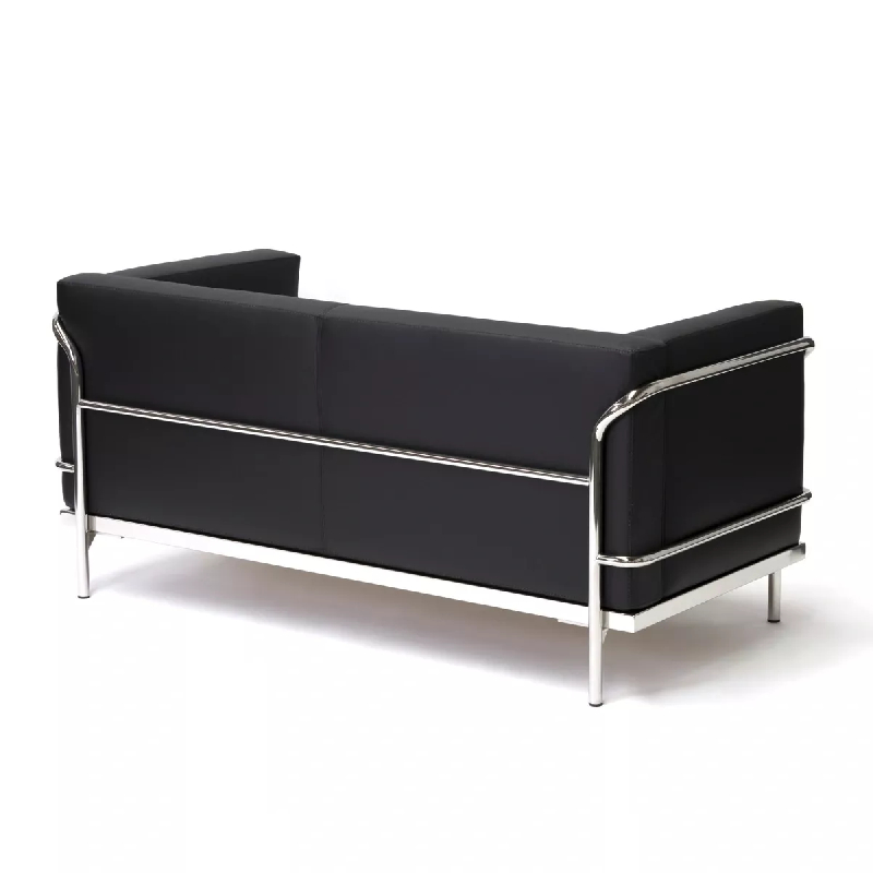 Canapé d'accueil en cuir noir ou blanc 2 places So Spinea - L01_3