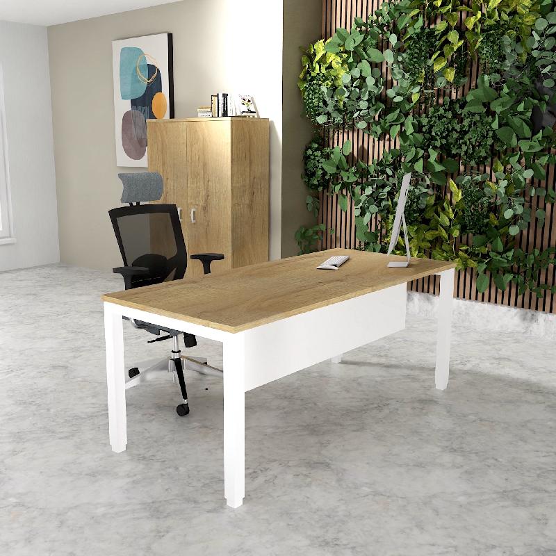 Bureau Professionnel Tempo Mobel Linea. - Blanc 9010, 120, Oui, Chêne veiné_0