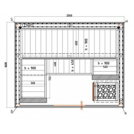 Cabine de sauna HARVIA 206 x 160,8 x 202 cm - 2 à 3 personnes - Poêle Vega 6 kW inclus_3