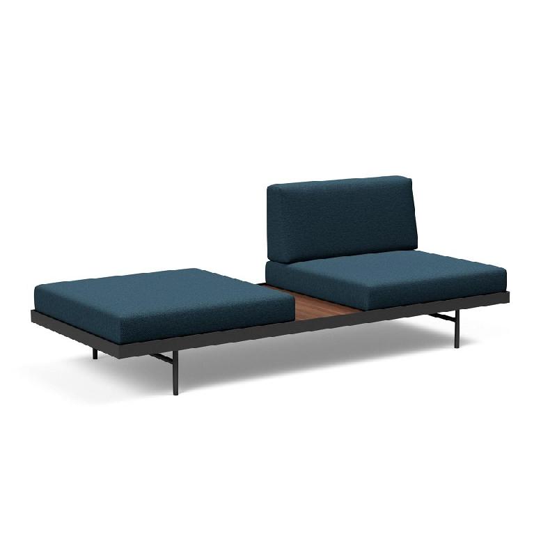 Canapé convertible design Puri - Innovation Living - 195x80 cm - tissu Argus Navy Blue avec table en noyer_3