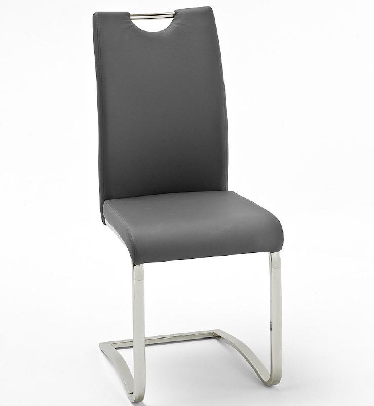 Lot de 4 chaises Kilou - tissu gris avec piètement luge en tube laqué noir mat - design chic_3