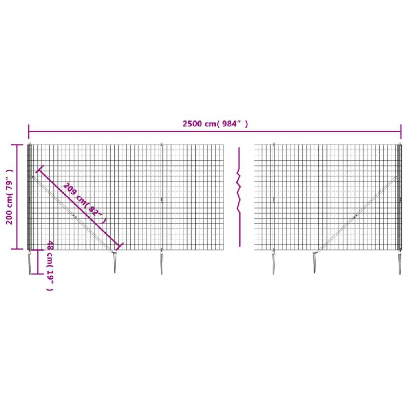 Vidaxl clôture en treillis métallique et piquet d'ancrage vert 2x25 m 154126_3