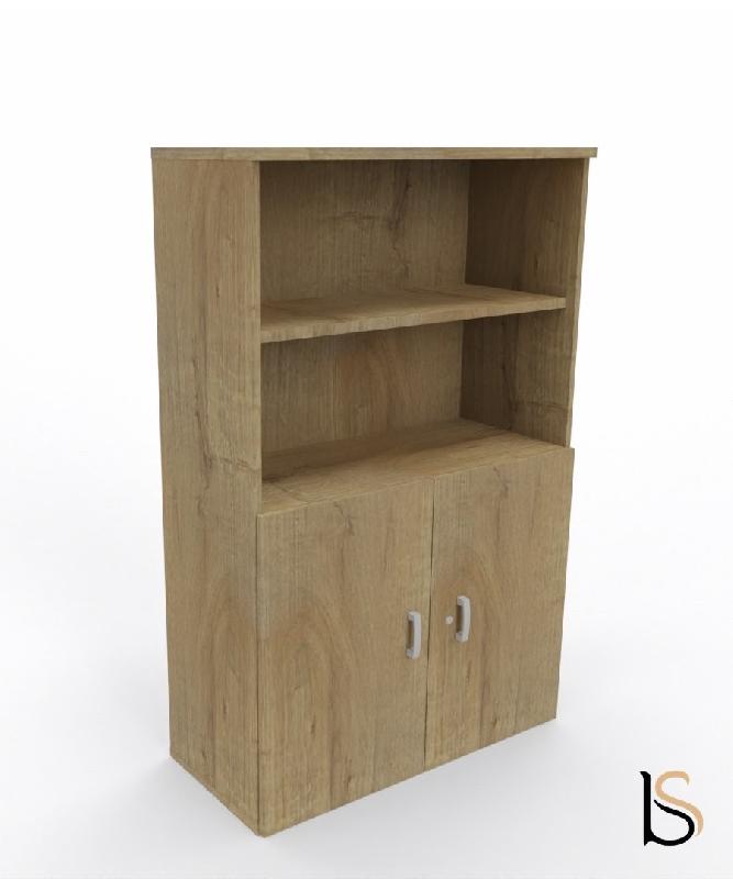 Armoire moyenne avec portes basses - Mobel Linea - 80, Chêne veiné_3