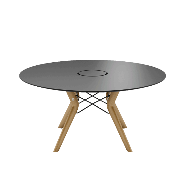 Table de réunion tribu ronde - Plateau en chêne massif - Pieds réglables en chêne massif_3