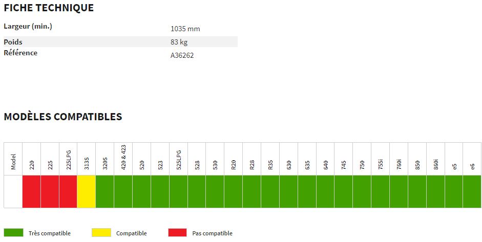A36262 - Pic balles à largeur réglable - Avant Tecno - Poids : 83 kg - Largeur (min.) : 1035 mm pour balles enrubannées_3