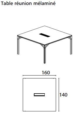 Table de réunion X8  plateau laqué - Officity. - 140, Anthracite, Blanc RAL 9003_3