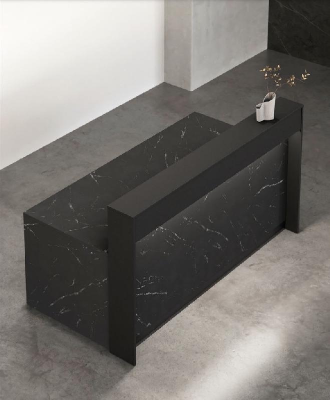 Comptoir d'accueil Eira 1 personne - Mobel Linea - 164, Non, Noir et Marbre_3