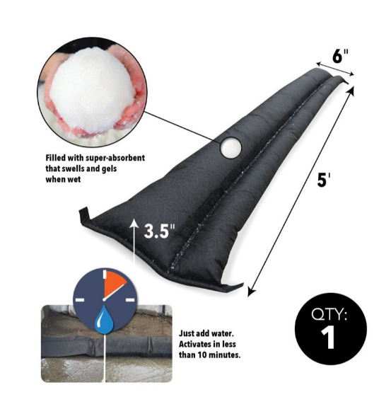 Boudin Anti-Inondations Quickdam - Protection jusqu'à 8 cm - Longueur 1.5m - QD65-1_3