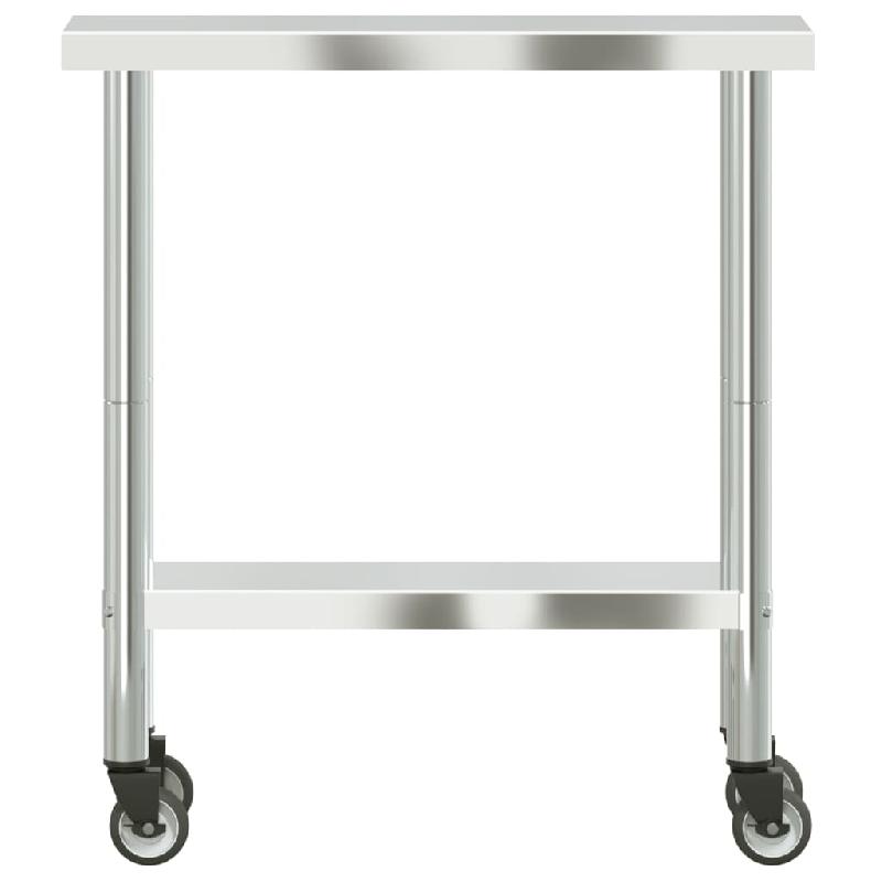 Vidaxl table de travail de cuisine avec roues 82,5x30x85 cm inox 376460_3