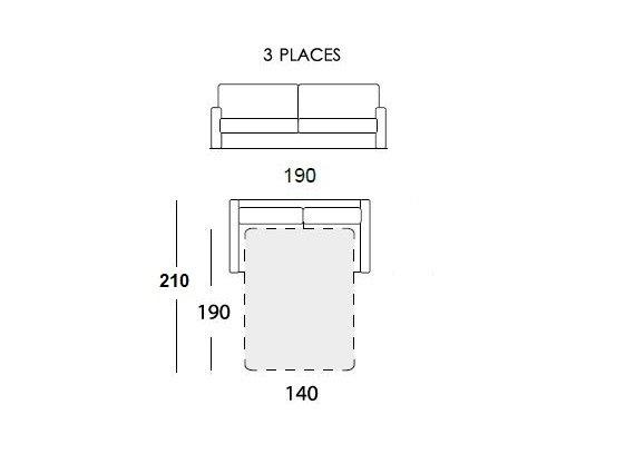 Canapé convertible express 140 cm Gavina - Matelas 16 cm - Tissu ficelle passepoil crème - Fabrication 100% italienne_3