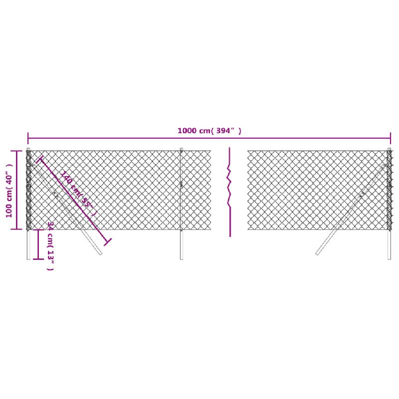 Vidaxl clôture à mailles losangées argenté 1x10 m 154001_3