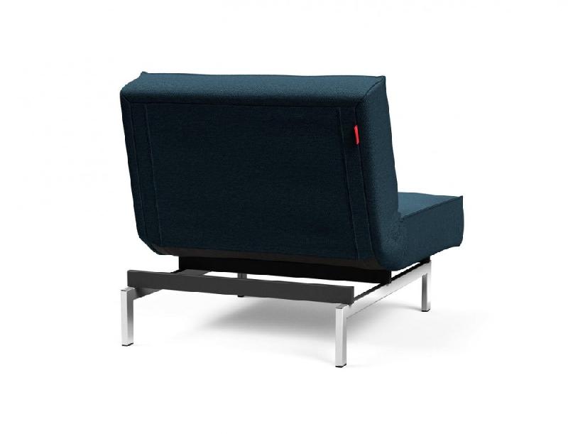 Fauteuil design convertible lit Splitback Chrome - tissu Argus Navy Blue - 90x115 cm - Innovation Living_3