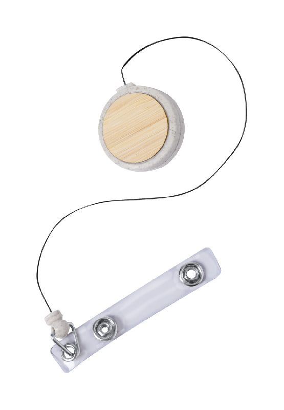Porte-badge écologique en plastique et bambou - Fermeture bouton pression - Dérouleur et clip en métal_3