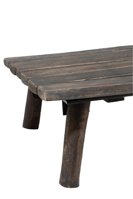 Table basse de salon CHET en chêne brun vieilli - Dimensions 121x66x32 cm_3