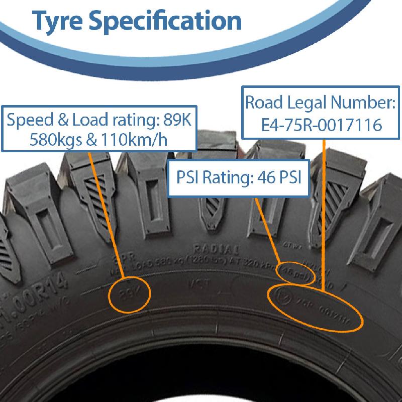 27x11.00R14 ATV Tyre 8ply OBOR Predator 275/60R14 E-Marked Road Legal (Set of 4)_3