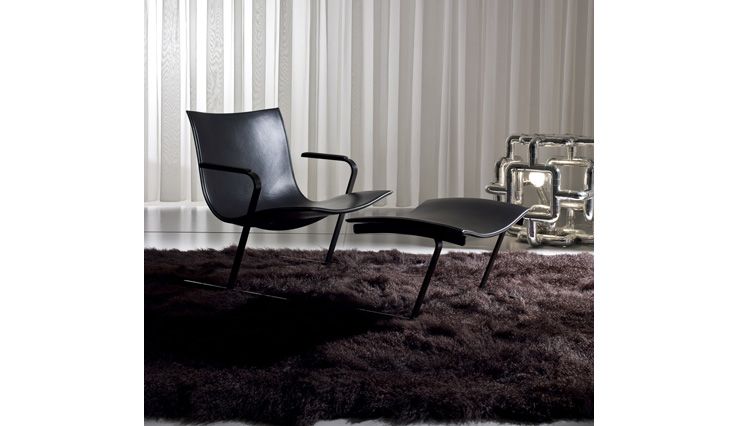 Fauteuil Narni - design en cuir pleine fleur verni avec structure en acier verni ou chromé_3