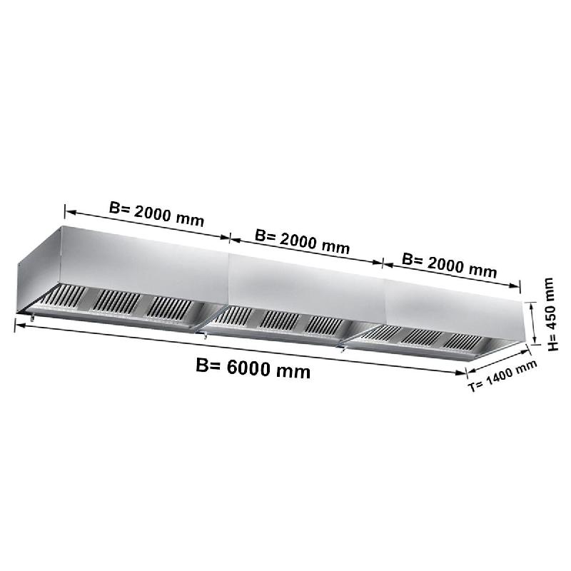 Hottes caisson inox statiques sans moteur - Profondeur 1400 mm - 6000_3