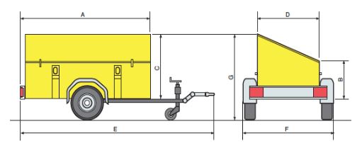 Remorque utilitaire équipée d'un coffre et d'un pied d'appui arrière