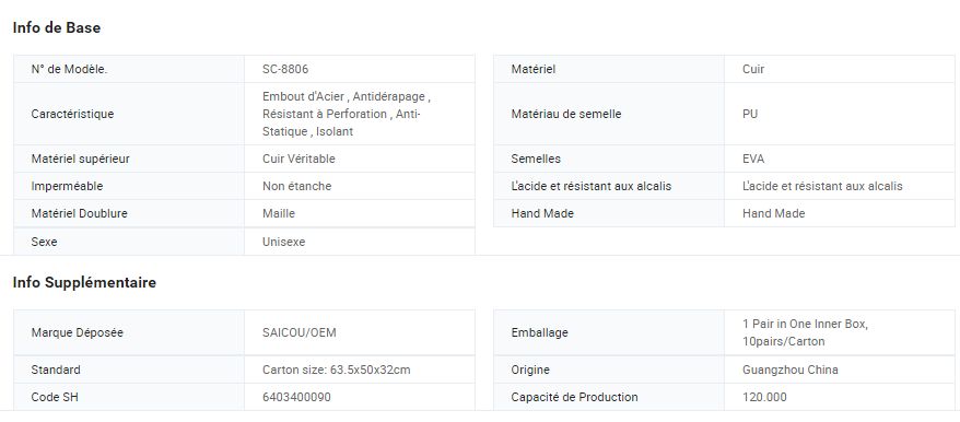 SC-8806 - Chaussure de cuisine Saicou - sécurité en cuir gaufré avec embout en acier - norme EN ISO 20345:2011 S3_3