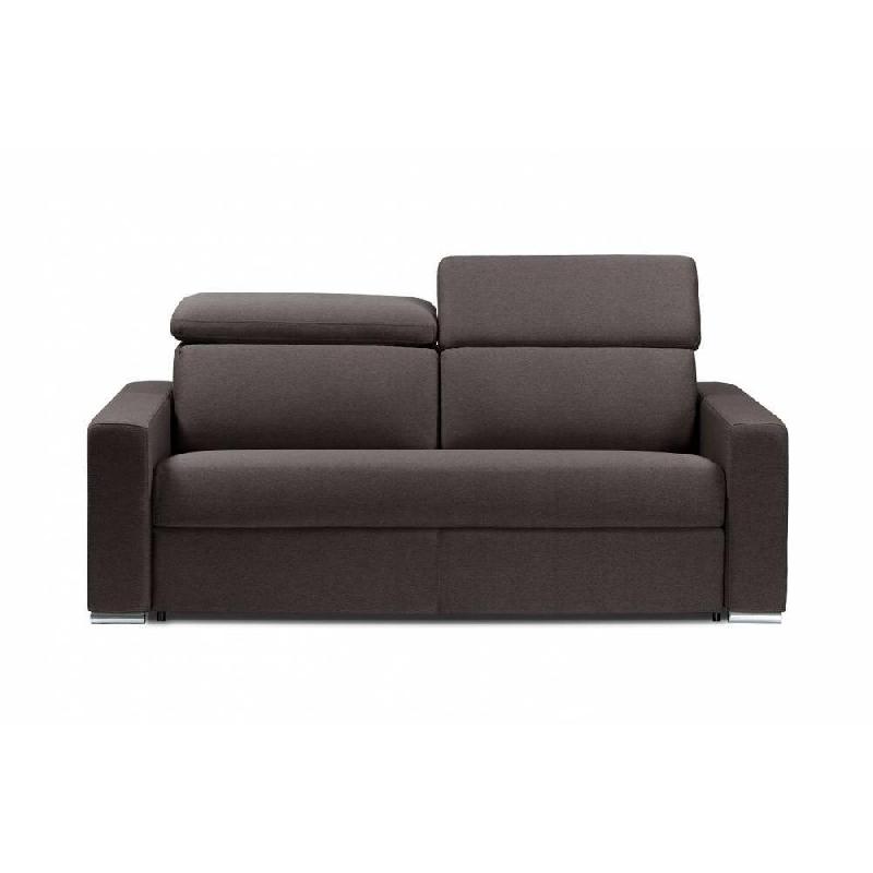Canapé convertible PASSION - Matelas 16 cm - Système express - Sommier à lattes 160 cm - Microfibre marron_3
