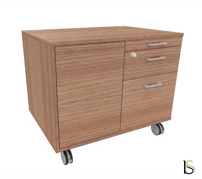 Desserte mobile avec tiroirs et niche de rangement - QUADRIFOGLIO - Noyer Canaletto_3