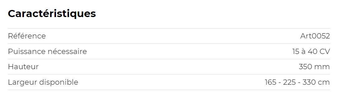 Outil agricole conçu pour tracteurs de faible puissance
