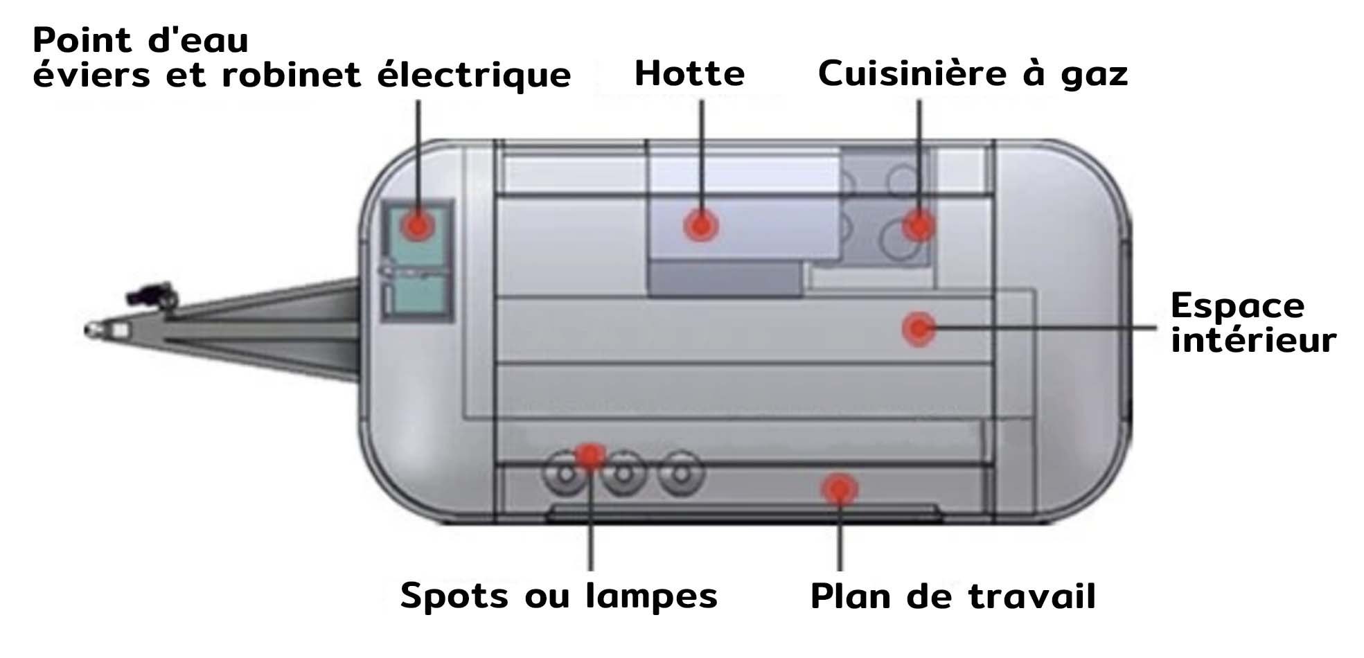 Remorque snack inox rétro 4m50 - Look Airstream, finition brillante, pieds réglables et équipement sur mesure_3