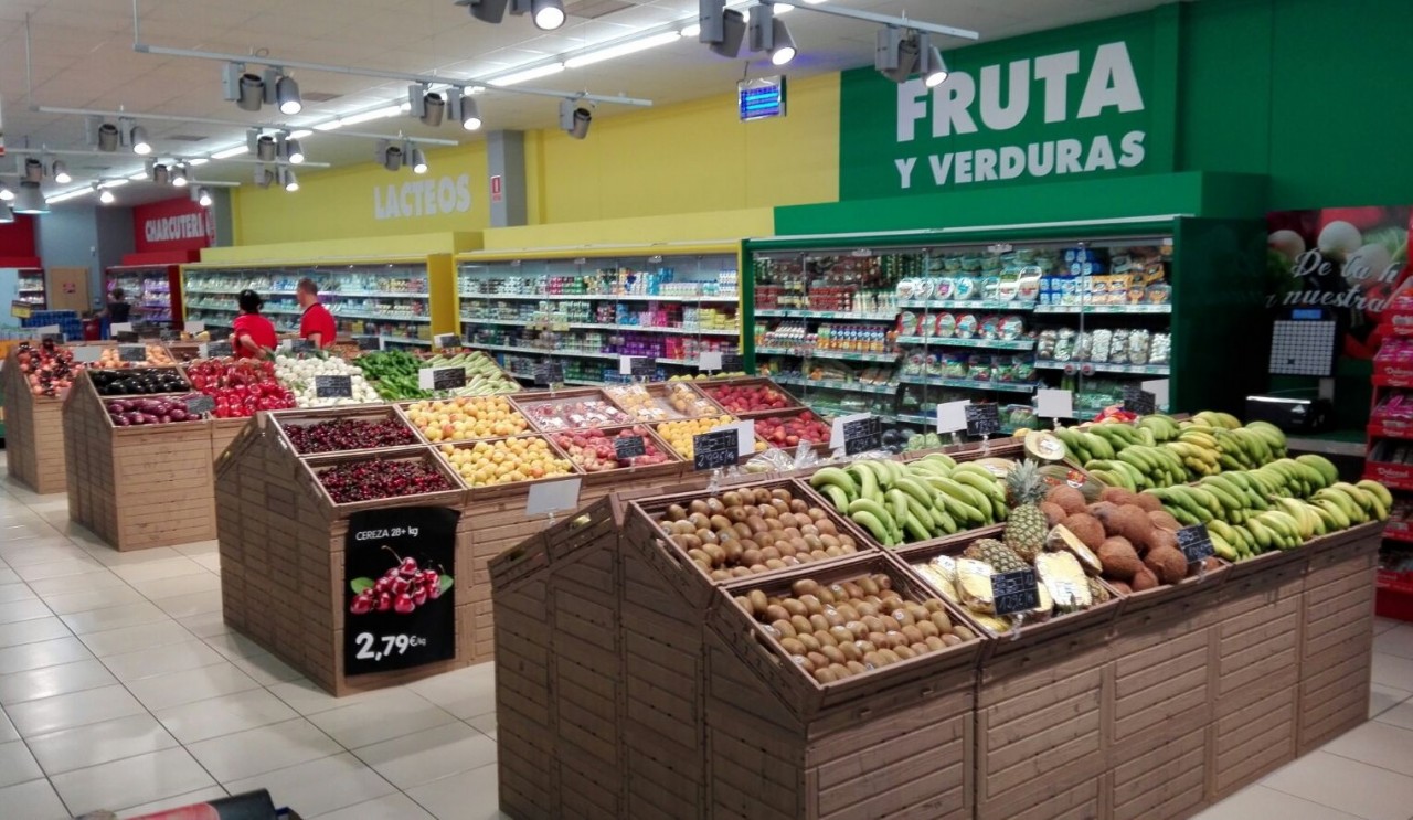 Présentoir recyclable pour fruits et légumes facile à monter