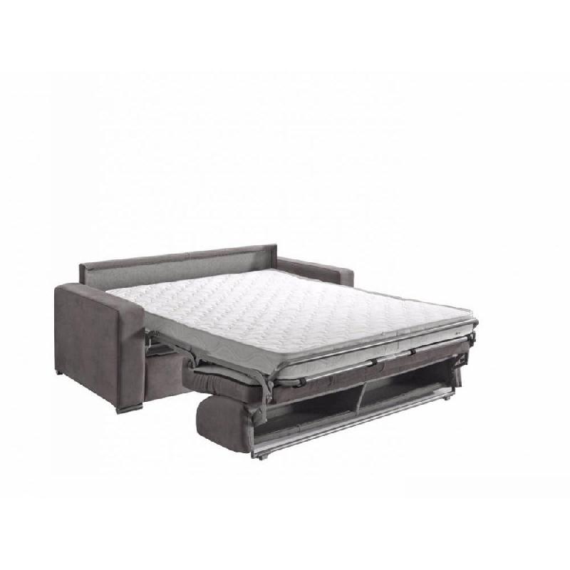 Canapé convertible MARGARITA - Matelas mémoire 20 cm - Ouverture express - Sommier à lattes 160 cm - Microfibre taupe_3