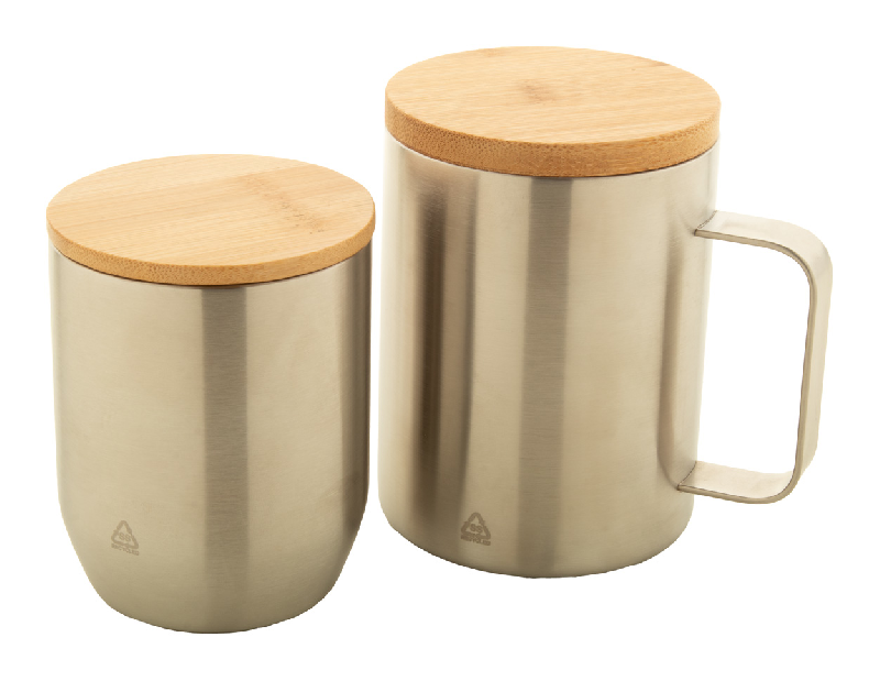 Mug thermos - double paroi en acier inoxydable recyclé - couvercle en bambou - 300 ml_3