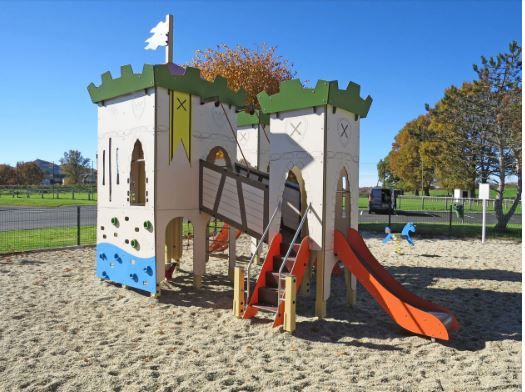 3840 - Structure pour aire de jeux - Transalp - Forteresse 3 tours avec toboggans, passerelles et équipements variés_3