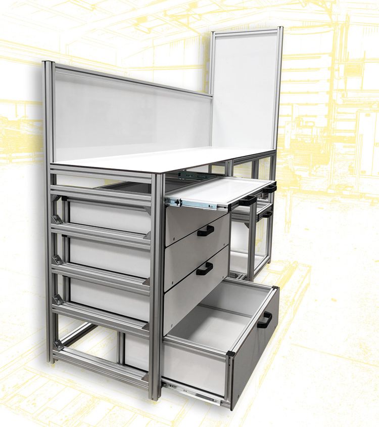 Poste de travail sur mesure à châssis en profilé 45x45 ou 40x40_3