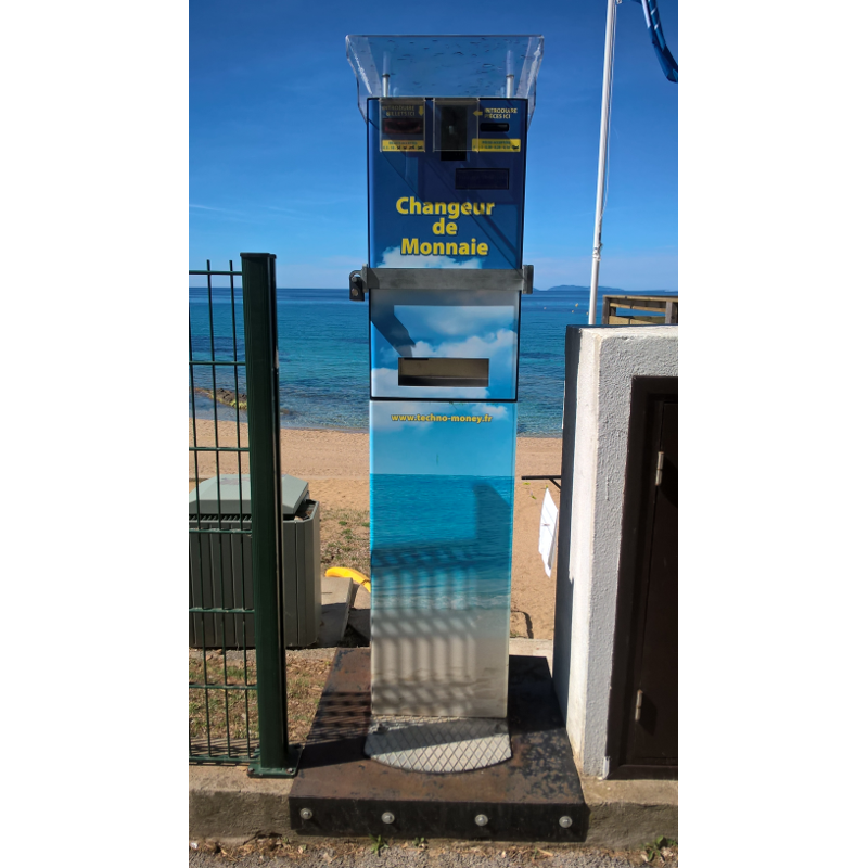 Distributeur de jetons TOTEM personnalisable - 3 ou 4 hopper universel, acceptation pièces et billets, système tiroirs sécurisé_3