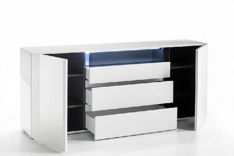 Buffet contemporain Verona blanc laqué brillant - 2 portes, 3 tiroirs, design italien_3