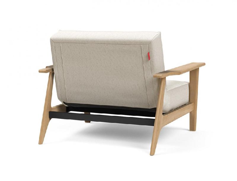 Innovation Living - Fauteuil design Splitback Frej 531 Bouclé Off White - Convertible lit 90x115 cm avec accoudoirs en chêne clair_3
