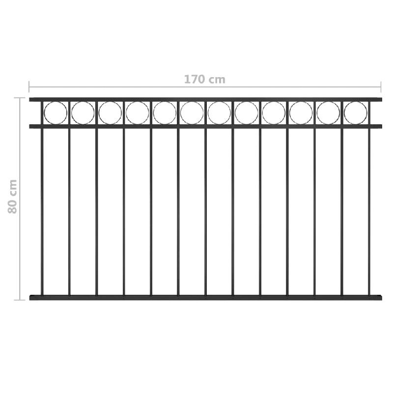Vidaxl panneau de clôture acier 1,7x0,8 m noir 146316_3