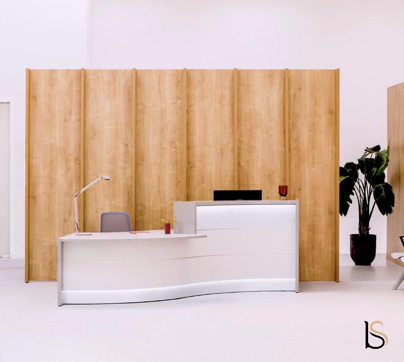 Comptoir d'accueil Valde forme vague avec accès PMR - MDD - Blanc brillant, Gauche_3