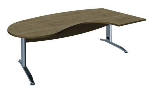 Bureau manager IDRA - L200 x P110 cm - noyer - neuf avec pied métal et passe-câble amovible_3