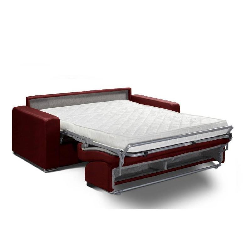 Canapé convertible 2-3 places SELECT - Matelas 16 cm - Sommier à lattes 120 cm - Microfibre Bordeaux - Ouverture EXPRESS_3