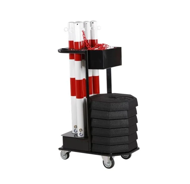 Chariot avec 6 poteaux rouges et blancs_3