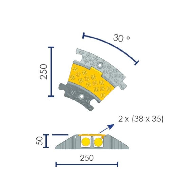 Angle pour passe-câbles à capot - 2 x (38x35)_3