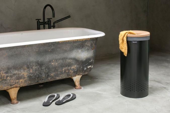 Corbeille à linge Brabantia -35 litres - Matt Black avec ouverture Quick-Drop et sac à linge en coton_3