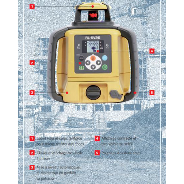 Niveau laser rotatif double pente TOPCON RL-SV2S - Pack complet avec trépied et mire aluminium 4m_3