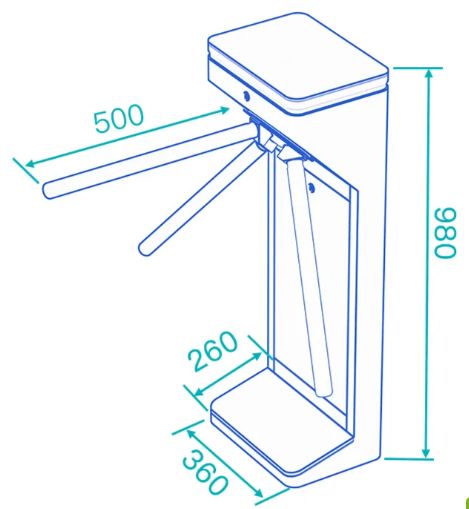Tourniquet tripode d'accès à 3 bras HoR-DSN-50 - Design compact et indicateur LED_3