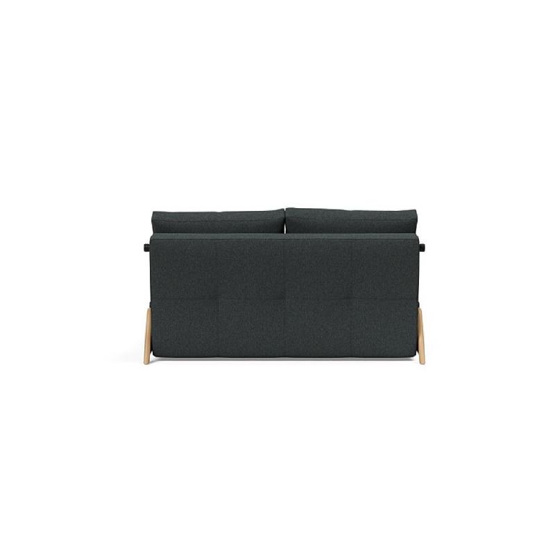 Canapé design convertible Cubed Wood 02 - Lit 160x200 cm - Tissu bouclé Black Raven - Innovation Living_3
