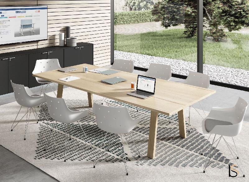 Table de réunion bois Take-Off - Bralco - Non, Chêne vieilli, Chêne vieilli, 240 x 124 cm_3