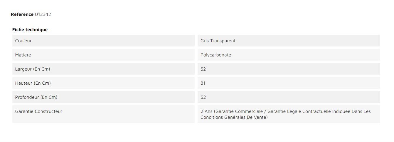 012342 - Chaises empilables - Weber Industries - JEWEL en polycarbonate gris transparent - largeur 52 cm_3