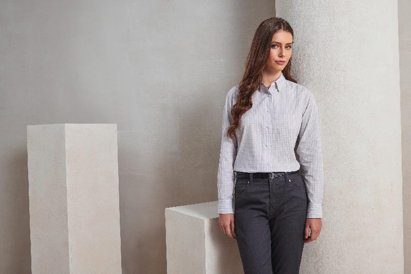 Chemise vichy gros carreaux - Réf: PR352 - manches longues, tissu popeline résistant, marque Premier_3