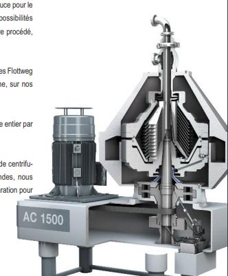 Séparateur alimentaire-centrifuge à assiettes - Flottweg - vitesse de rotation maximale et clarification des liquides_3
