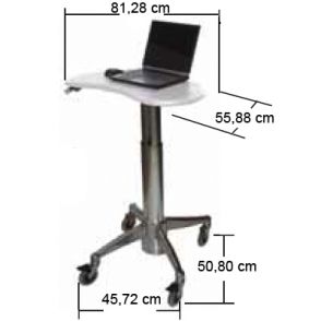 Chariot médical informatique Laptop Kidney Cart H Class - Ergonoflex - 15,42 kg - réglable en hauteur et antibactérien_3